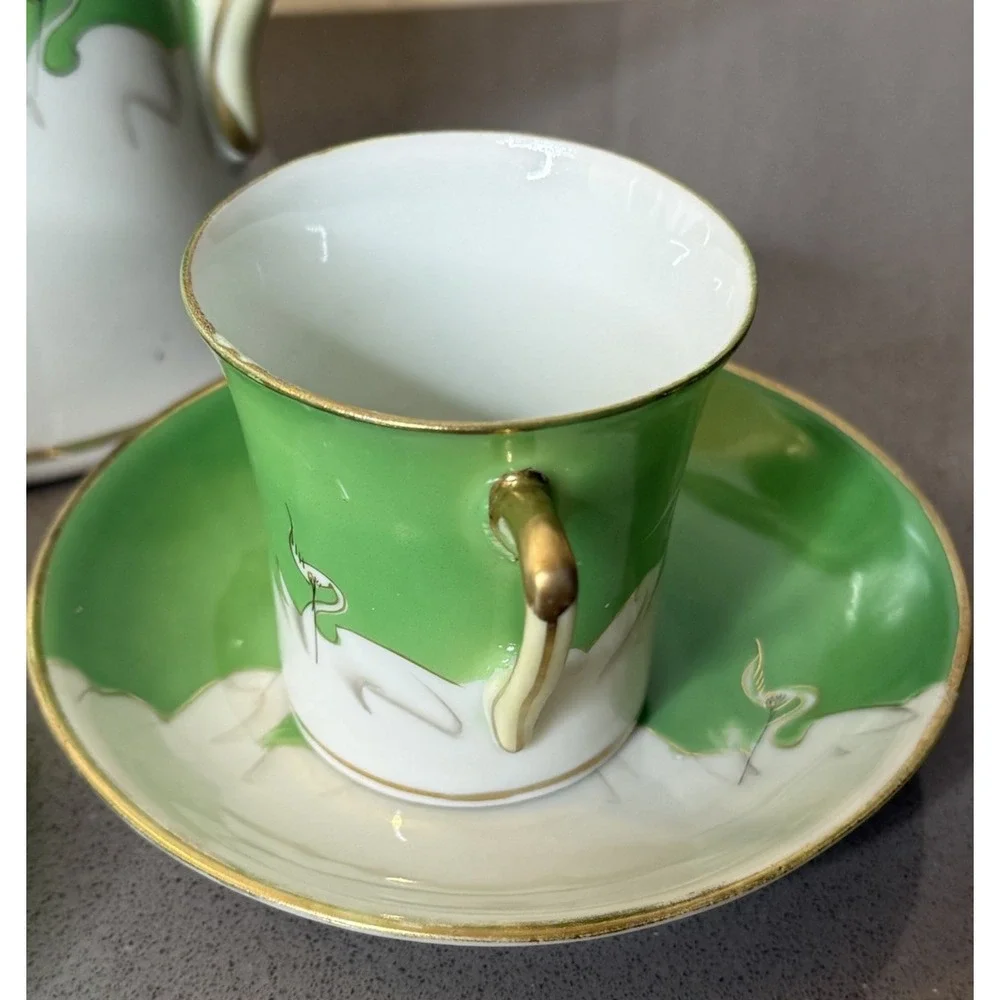 VTG Set 7 Tashiro Shoten Japan Art Deco Chocolate Coffee Pot Demitasse 1920-1930
